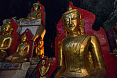 Inle Lake Myanmar. Pindaya, the famous Shwe Oo Min pagoda, a natural cave filled with thousands of gilded Buddha statues. 